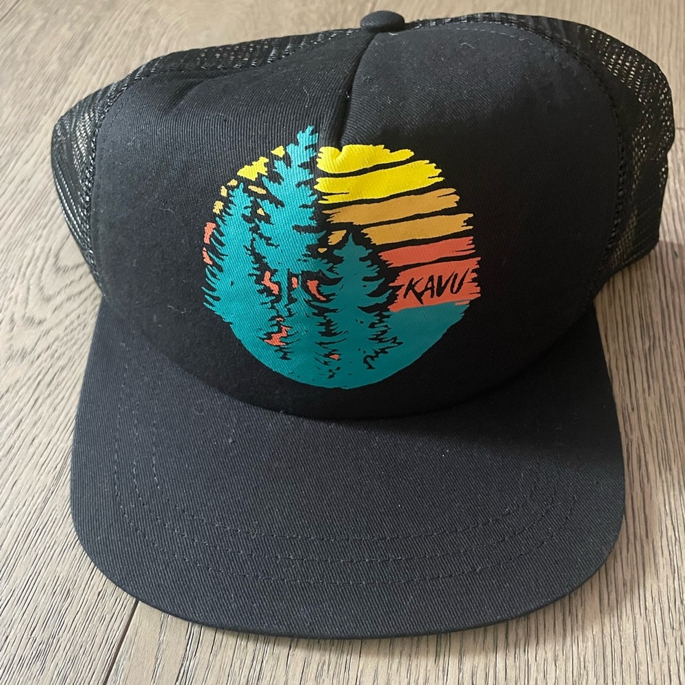 Kavu Black Mesh Trucker Hat with Vibrant Design